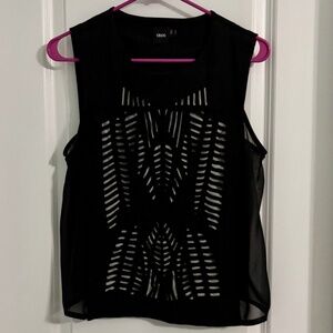 Sleeveless Black Asos Shirt with Cutouts and Sheer Sides (Size 8)